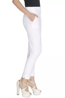 Lyra Cotton Stretch pencil Pant  White for Women