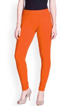  Lyra Carrot Orange Free Size Churidar Leggings