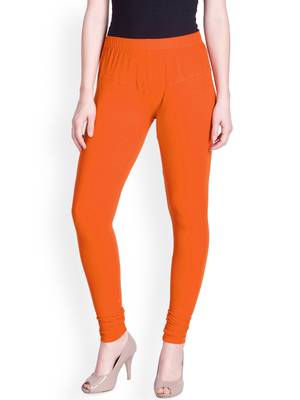  Lyra Carrot Orange Free Size Churidar Leggings 1