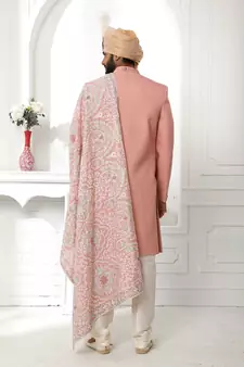 Pink embroidered art silk sherwani