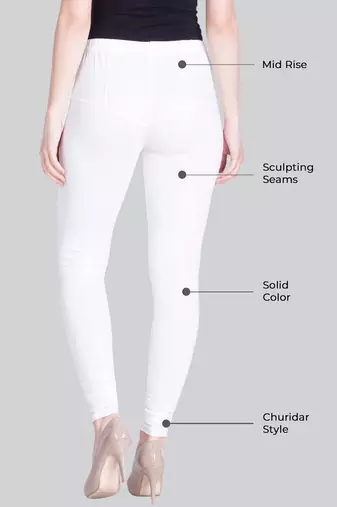  Lyra White Free Size Churidar Leggings