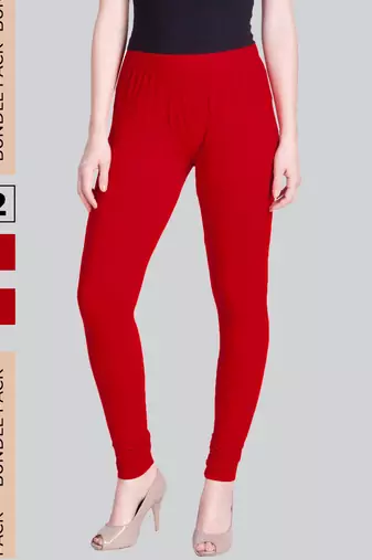  Lyra Red Free Size Churidar Leggings