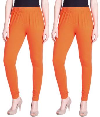  Lyra Orange Free Size Churidar Leggings 1