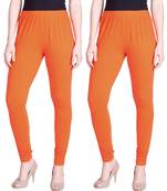  Lyra Orange Free Size Churidar Leggings