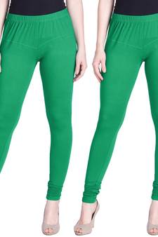  Lyra Pak. Green Free Size Churidar Leggings