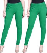  Lyra Pak. Green Free Size Churidar Leggings