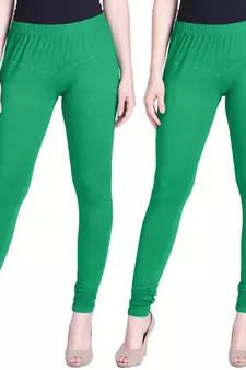  Lyra Pak. Green Free Size Churidar Leggings