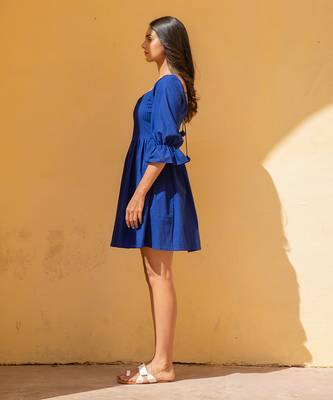 Classic Blue Short Skater Dress 3