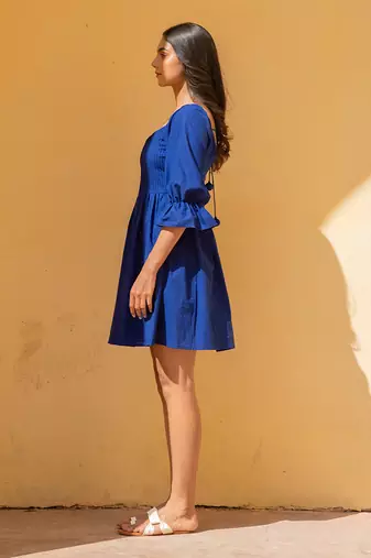 Classic Blue Short Skater Dress