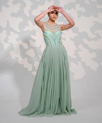 Mint Green Tulle Gown 2
