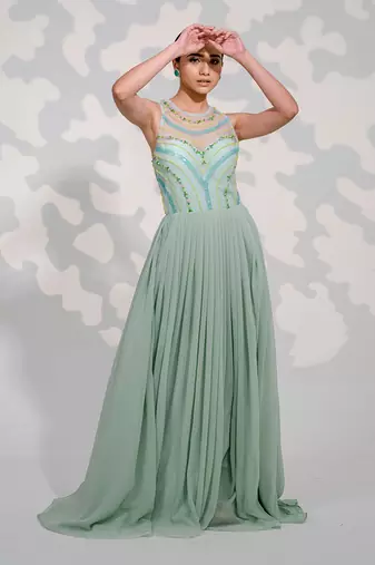 Mint Green Tulle Gown