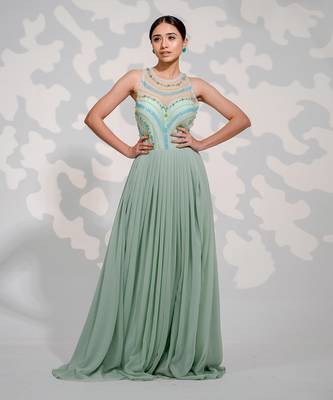 Mint Green Tulle Gown 1