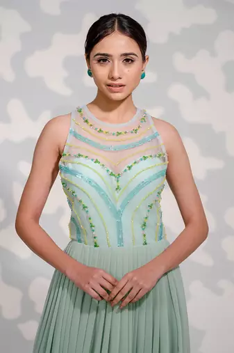 Mint Green Tulle Gown