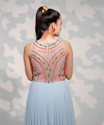 Powder Blue Tulle Georgette Gown 5