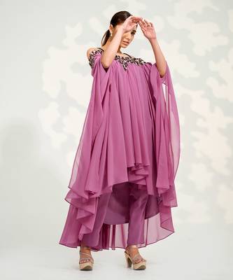 Purple Off Shoulder Pant Set 2