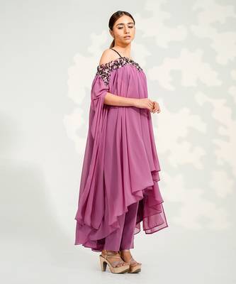 Purple Off Shoulder Pant Set 3