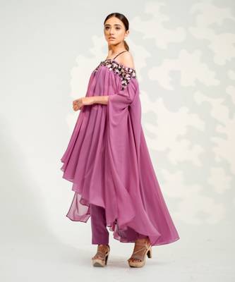 Purple Off Shoulder Pant Set 4