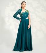 Emerald Green One Shoulder Gown