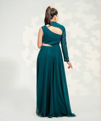 Emerald Green One Shoulder Gown 4