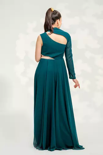 Emerald Green One Shoulder Gown
