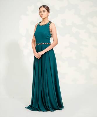 Emerald Green Crossback Gown 1