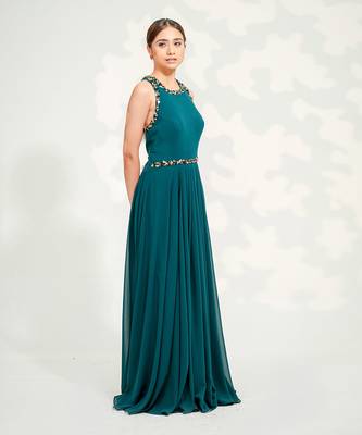 Emerald Green Crossback Gown 2