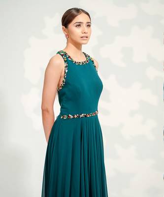 Emerald Green Crossback Gown 3