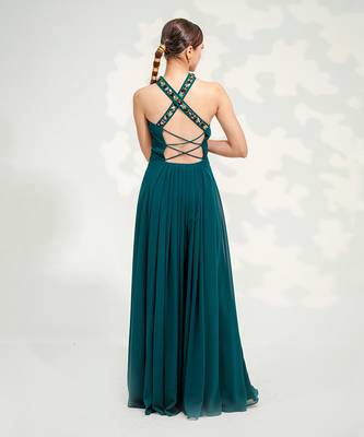 Emerald Green Crossback Gown 4