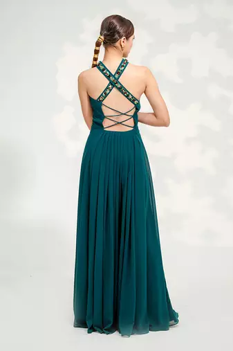 Emerald Green Crossback Gown