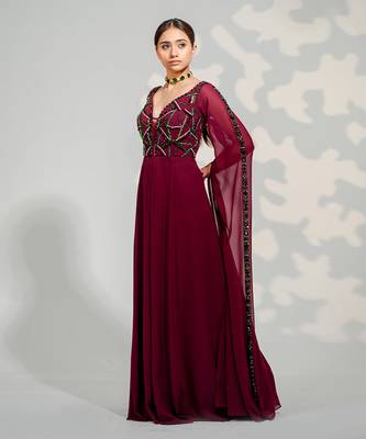 Purple Cape Sleeve Jumpsuit 1