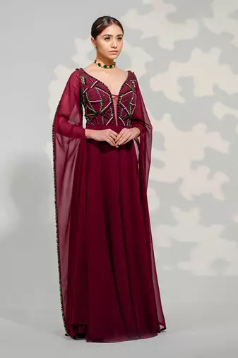 Purple Cape Sleeve Jumpsuit