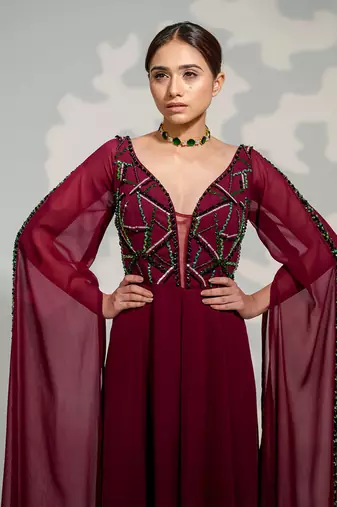 Purple Cape Sleeve Jumpsuit