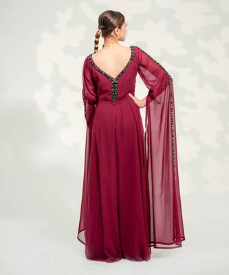 Purple Cape Sleeve Jumpsuit 5