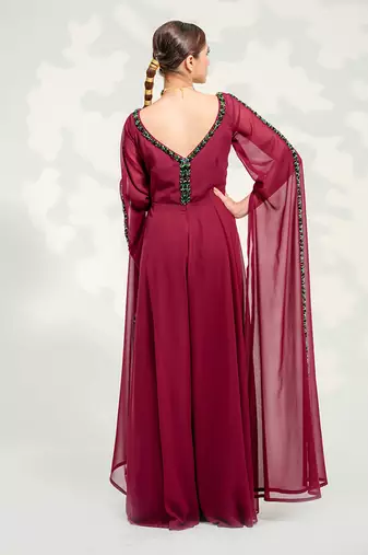Purple Cape Sleeve Jumpsuit