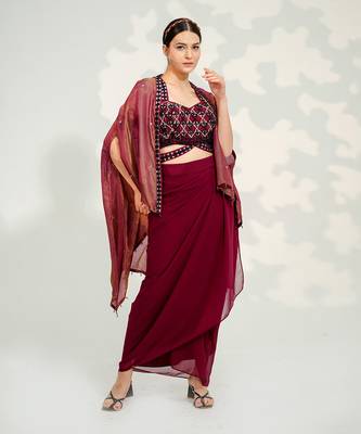 Purple Dhoti Cape Set 2