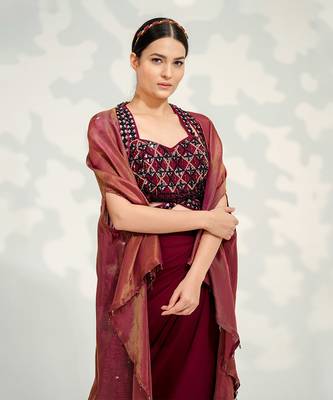 Purple Dhoti Cape Set 3