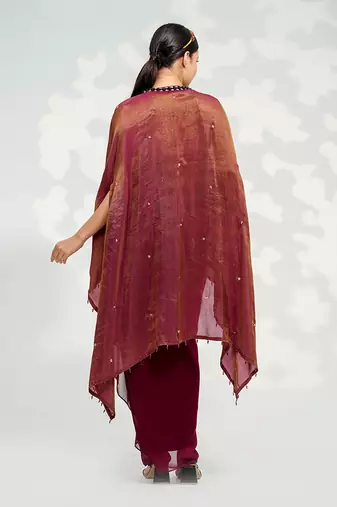 Purple Dhoti Cape Set