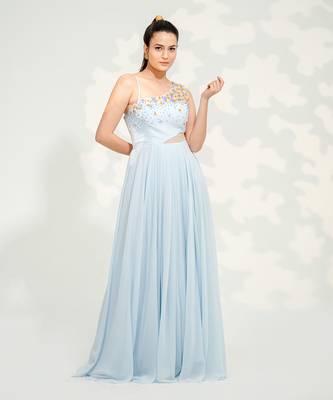 Powder Blue One Shoulder Gown 1