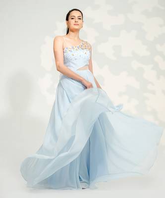 Powder Blue One Shoulder Gown 3