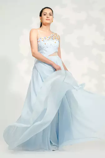 Powder Blue One Shoulder Gown