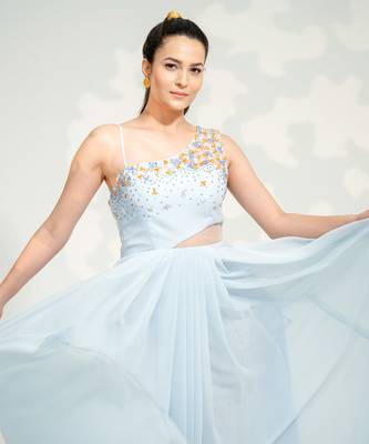 Powder Blue One Shoulder Gown 4