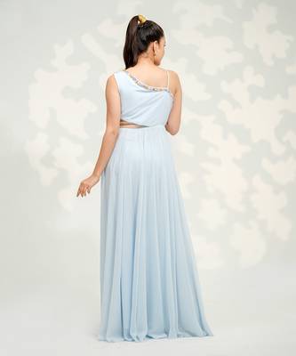 Powder Blue One Shoulder Gown 5
