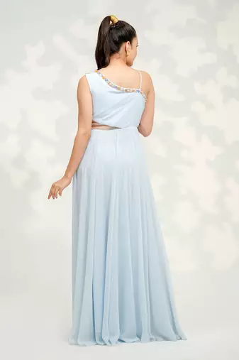 Powder Blue One Shoulder Gown
