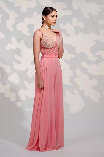 Pink Floral Jacket Pant Set