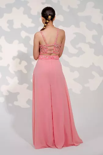 Pink Floral Jacket Pant Set