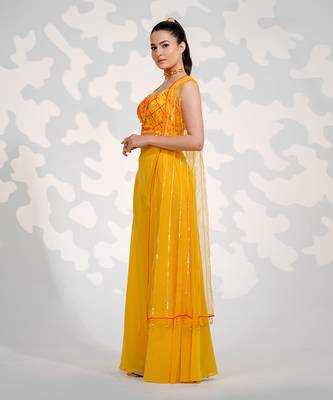 Yellow Tule Crystal Jacket Set 2