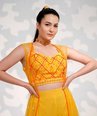 Yellow Tule Crystal Jacket Set 3