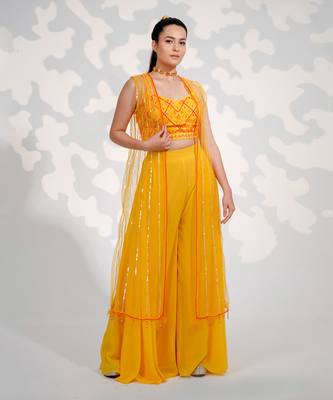 Yellow Tule Crystal Jacket Set 1