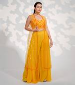Yellow Tule Crystal Jacket Set