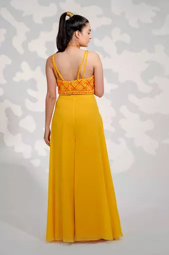 Yellow Tule Crystal Jacket Set